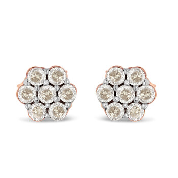 Bông tai Haus Of Brilliance 10K Rose Gold 1/2Ct Tdw Diamond Floral Stud Earrings (J-K