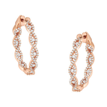 Haus Of Brilliance 10K Rose Gold 1Ct Tdw Diamond Hoop Earring (H-I Color, I1-I2 Clarity) 2 Bông tai Haus Of Brilliance 10K Rose Gold 1Ct Tdw Diamond Hoop Earring (H-I Color