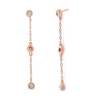 Haus Of Brilliance 10K Rose Gold Plated .925 Sterling Silver 1/15 Cttw Diamond Dangle Earring (I-J Color, I3-Promo Clarity) 2 Bông tai Haus Of Brilliance 10K Rose Gold Plated .925 Sterling Silver 1/15 Cttw Diamond Dangle Earring (I-J Color
