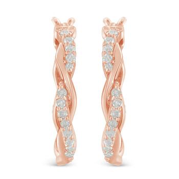 Haus Of Brilliance 10K Rose Gold Plated .925 Sterling Silver 1/4 Cttw Diamond Crossover Hoop Earring (I-J Color, I3-Promo Clarity) 1 Bông tai Haus Of Brilliance 10K Rose Gold Plated .925 Sterling Silver 1/4 Cttw Diamond Crossover Hoop Earring (I-J Color