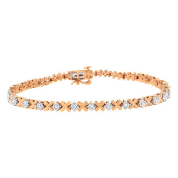 Haus Of Brilliance 10K Rose Gold Plated .925 Sterling Silver 1/4 Cttw Diamond "X And O" Style Link Bracelet - 7.25" 2 Vòng tay Haus Of Brilliance 10K Rose Gold Plated .925 Sterling Silver 1/4 Cttw Diamond "X And O" Style Link Bracelet - 7.25" chính hãng
