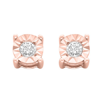 Bông tai Haus Of Brilliance 10K Rose-Gold Plated Sterling Silver 1/10Ct. Tdw Round-Cut Diamond Miracle-Plated Stud Earrings (J-K