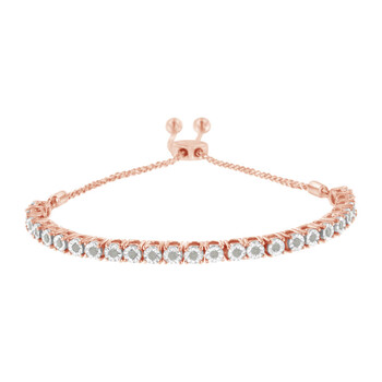 Haus Of Brilliance 10K Rose Gold Plated Sterling Silver 1/4Ct. Tdw Diamond Tennis Bolo Adjustable Bracelet (I-J, I3-Promo) 1 Vòng tay Haus Of Brilliance 10K Rose Gold Plated Sterling Silver 1/4Ct. Tdw Diamond Tennis Bolo Adjustable Bracelet (I-J