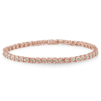 Vòng tay Haus Of Brilliance 10K Rose Plated Gold Sterling Silver 1Ct. Tdw Rose Cut Diamond Miracle Tennis Bracelet (I-J