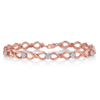 Haus Of Brilliance 10K Rose Plated Sterling Silver 1/2Ct Tdw Round Diamond Link Bracelet(H-I, I2-I3) 1 Vòng tay Haus Of Brilliance 10K Rose Plated Sterling Silver 1/2Ct Tdw Round Diamond Link Bracelet(H-I