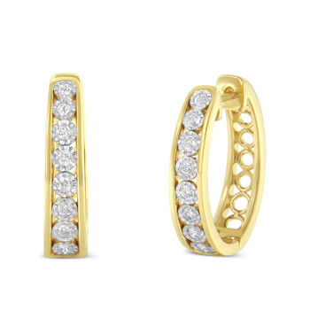 Bông tai Haus Of Brilliance 10K Two-Tone Gold 1/2Ct Tdw Diamond Hoop Earring (J-K
