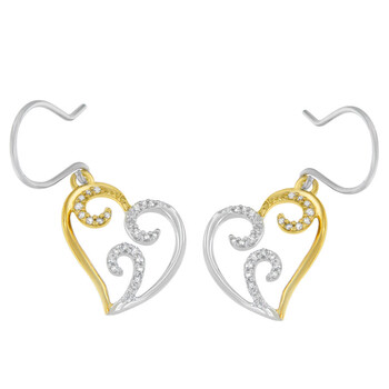 Haus Of Brilliance 10K Two-Tone Gold 1/4Ct Tdw Round Diamond Heart Dangle Earrings (I-J, I2-I3) 1 Bông tai Haus Of Brilliance 10K Two-Tone Gold 1/4Ct Tdw Round Diamond Heart Dangle Earrings (I-J