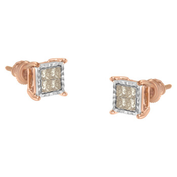 Haus Of Brilliance 10K Two-Toned 1/2Ct Tdw Princess-Cut Composite Diamond Stud Earrings (J-K, I1-I2) 1 Bông tai Haus Of Brilliance 10K Two-Toned 1/2Ct Tdw Princess-Cut Composite Diamond Stud Earrings (J-K