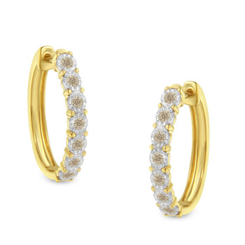 Bông tai Haus Of Brilliance 10K Two-Toned Gold 1/2Ct Tdw Diamond Hoop Earring (J-K