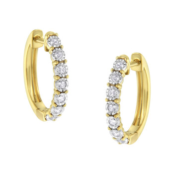 Bông tai Haus Of Brilliance 10K Two-Toned Gold 1/4Ct Tdw Diamond Hoop Earring (J-K