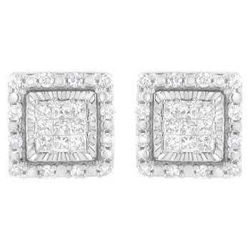 Haus Of Brilliance 10K White Gold 1/2 Cttw Invisible Set Princess-Cut Diamond Square Stud Earring (I-J Color, I1-I2 Clarity) 1 Bông tai Haus Of Brilliance 10K White Gold 1/2 Cttw Invisible Set Princess-Cut Diamond Square Stud Earring (I-J Color