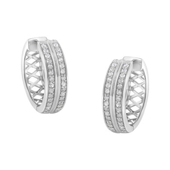 Bông tai Haus Of Brilliance 10K White Gold 1/2Ct Tdw Diamond Hoop Earring (I-J