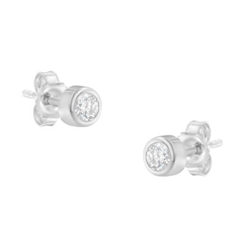Bông tai Haus Of Brilliance 10K White Gold 1/5Ct. Tdw Diamond Bezel Stud Earrings (H-I
