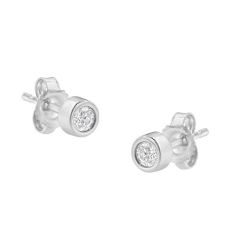 Haus Of Brilliance 10K White Gold 1/6Ct. Tdw Diamond Bezel Stud Earrings (H-I,Si2-I1) 2 Bông tai Haus Of Brilliance 10K White Gold 1/6Ct. Tdw Diamond Bezel Stud Earrings (H-I