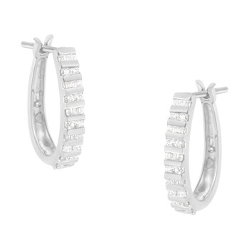 Haus Of Brilliance 10K White Gold 1Ct Tdw Diamond Hoop Earrings(I-J, I2-I3) 1 Bông tai Haus Of Brilliance 10K White Gold 1Ct Tdw Diamond Hoop Earrings(I-J