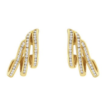 Haus Of Brilliance 10K White Gold 1Ct Tdw Diamond Spiral Multi Row Hoop Earrings (H-I,I1-I2) 2 Bông tai Haus Of Brilliance 10K White Gold 1Ct Tdw Diamond Spiral Multi Row Hoop Earrings (H-I
