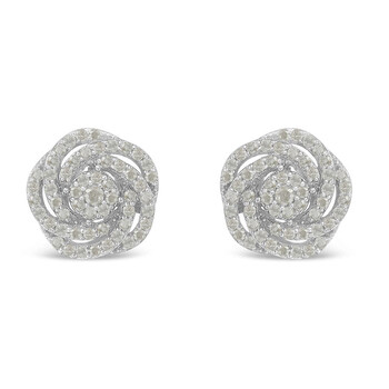 Haus Of Brilliance 10K White Gold 1Ct Tdw Rose-Cut Diamond Floral Cluster Earrings (I-J, I2-I3) 2 Bông tai Haus Of Brilliance 10K White Gold 1Ct Tdw Rose-Cut Diamond Floral Cluster Earrings (I-J