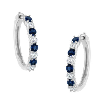 Haus Of Brilliance 10K White Gold 2.5Mm Created Blue Sapphire And 1/2Ct. Tdw Diamond Hoop Earrings(H-I,I1-I2) 2 Bông tai Haus Of Brilliance 10K White Gold 2.5Mm Created Blue Sapphire And 1/2Ct. Tdw Diamond Hoop Earrings(H-I