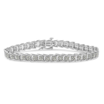 Haus Of Brilliance 10K White Gold 2 Cttw Diamond Fan-Shaped Link Tennis Bracelet (I-J, I3) 2 Vòng tay Haus Of Brilliance 10K White Gold 2 Cttw Diamond Fan-Shaped Link Tennis Bracelet (I-J