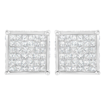 Haus Of Brilliance 10K White Gold 2Ct Tdw Princess-Cut Composite Diamond Stud Earring (I-J,I2-I3) 2 Bông tai Haus Of Brilliance 10K White Gold 2Ct Tdw Princess-Cut Composite Diamond Stud Earring (I-J