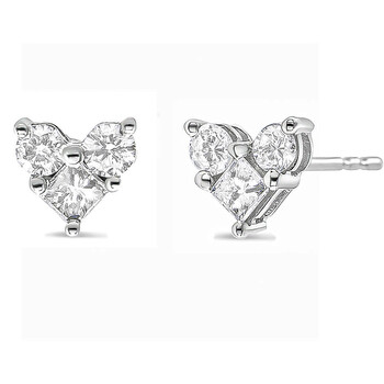 Haus Of Brilliance 10K White Gold 3/4 Cttw Diamond 3 Stone Trio Heart Stud Earring (I-J Color, I1-I2 Clarity) 1 Bông tai Haus Of Brilliance 10K White Gold 3/4 Cttw Diamond 3 Stone Trio Heart Stud Earring (I-J Color