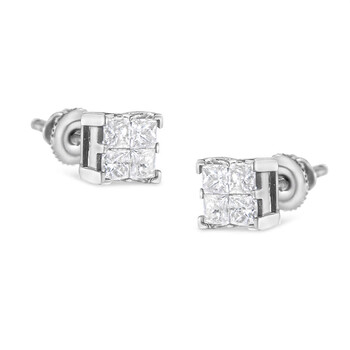 Haus Of Brilliance 10K White Gold 3/4 Cttw Invisible Set Princess-Cut Diamond Composite Square Stud Earrings (H-I Color, Si2-I1 Clarity) 2 Bông tai Haus Of Brilliance 10K White Gold 3/4 Cttw Invisible Set Princess-Cut Diamond Composite Square Stud Earrings (H-I Color