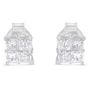 Haus Of Brilliance 10K White Gold 3/4Ct Tdw Diamond Stud Earrings(H-I, Si2-I1) 2 Bông tai Haus Of Brilliance 10K White Gold 3/4Ct Tdw Diamond Stud Earrings(H-I