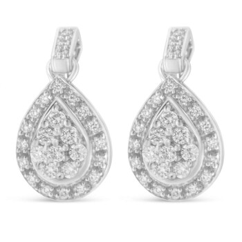 Haus Of Brilliance 10K White Gold 3/4Ct Tdw Round Cut Diamond Earrings (H-I, I1-I2) 1 Bông tai Haus Of Brilliance 10K White Gold 3/4Ct Tdw Round Cut Diamond Earrings (H-I