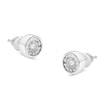 Haus Of Brilliance 10K White Gold 3/8Ct Tdw Diamond Bezel Stud Earrings (I-J, I2-I3) 2 Bông tai Haus Of Brilliance 10K White Gold 3/8Ct Tdw Diamond Bezel Stud Earrings (I-J