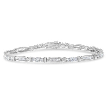 Haus Of Brilliance 10K White Gold 3Ct Tdw Geometric Pattern Diamond Tennis Bracelet (H-I,Si2-I1) 1 Vòng tay Haus Of Brilliance 10K White Gold 3Ct Tdw Geometric Pattern Diamond Tennis Bracelet (H-I