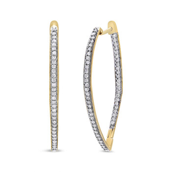 Bông tai Haus Of Brilliance 10K Yellow Gold 1.0 Cttw Diamond Inside Out Hoop Earrings For Women (I-J Color