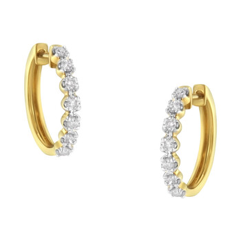 Bông tai Haus Of Brilliance 10K Yellow Gold 1/2 Ct Tdw Diamond Huggy Hoop Earrings (J-K