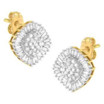 Haus Of Brilliance 10K Yellow Gold 1/2 Cttw Diamond Cluster Cocktail Stud Earrings (I-J,I1-I2) 2 Bông tai Haus Of Brilliance 10K Yellow Gold 1/2 Cttw Diamond Cluster Cocktail Stud Earrings (I-J