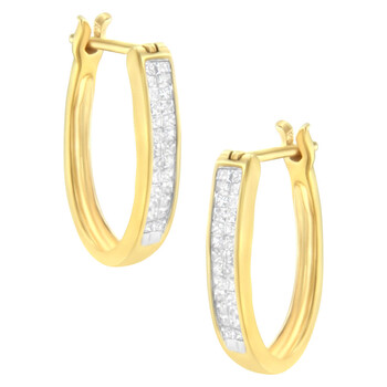 Haus Of Brilliance 10K Yellow Gold 1/2 Cttw Invisible Set Princess-Cut Diamond Hoop Earrings (H-I Color, Si2-I1 Clarity) 2 Bông tai Haus Of Brilliance 10K Yellow Gold 1/2 Cttw Invisible Set Princess-Cut Diamond Hoop Earrings (H-I Color