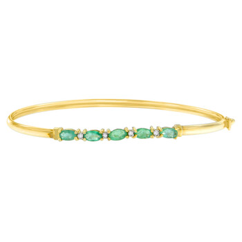 Haus Of Brilliance 10K Yellow Gold 1/25Ct Tdw Diamond And Emerald Bangle(H-I,I2-I3) 2 Vòng tay Haus Of Brilliance 10K Yellow Gold 1/25Ct Tdw Diamond And Emerald Bangle(H-I
