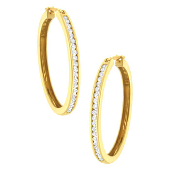 Haus Of Brilliance 10K Yellow Gold 1/2Ct Tdw Channel Set Diamond Hoop Earrings (I-J, I1-I2) 2 Bông tai Haus Of Brilliance 10K Yellow Gold 1/2Ct Tdw Channel Set Diamond Hoop Earrings (I-J