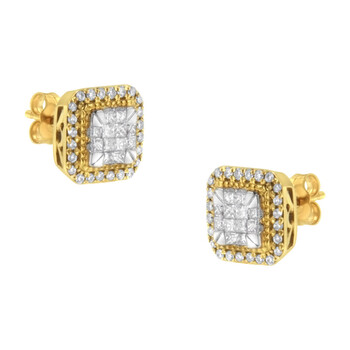 Haus Of Brilliance 10K Yellow Gold 1/2Ct Tdw Diamond Stud Earrings (H-I, Si2-I1) 2 Bông tai Haus Of Brilliance 10K Yellow Gold 1/2Ct Tdw Diamond Stud Earrings (H-I