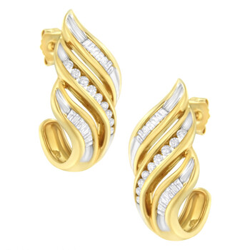 Bông tai Haus Of Brilliance 10K Yellow Gold 1/2Ct Tw Diamond Spiral Drop And Dangle Earrings (J-K