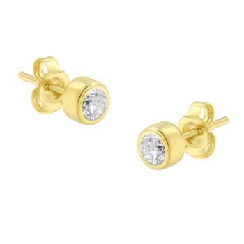 Bông tai Haus Of Brilliance 10K Yellow Gold 1/3Ct. Tdw Diamond Bezel Stud Earrings (H-I