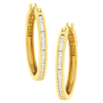 Haus Of Brilliance 10K Yellow Gold 1/4 Ct Tdw Channel Set Diamond Hoop Earrings (I-J, I2-I3) 2 Bông tai Haus Of Brilliance 10K Yellow Gold 1/4 Ct Tdw Channel Set Diamond Hoop Earrings (I-J