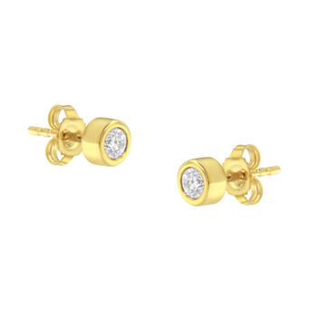 Bông tai Haus Of Brilliance 10K Yellow Gold 1/4Ct. Tdw Diamond Bezel Stud Earrings (H-I