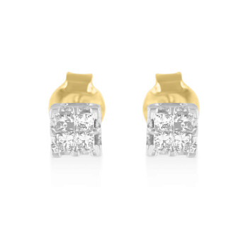 Bông tai Haus Of Brilliance 10K Yellow Gold 1/4Ct Tdw Princess Diamond Quad Stud Earrings(J-K