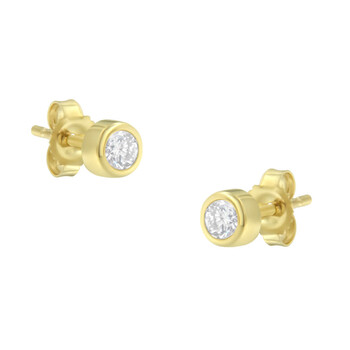 Haus Of Brilliance 10K Yellow Gold 1/5Ct. Tdw Diamond Bezel Stud Earrings (H-I,Si2-I1) 1 Bông tai Haus Of Brilliance 10K Yellow Gold 1/5Ct. Tdw Diamond Bezel Stud Earrings (H-I