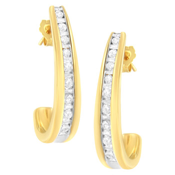 Haus Of Brilliance 10K Yellow Gold 1Ct Tdw Channel Set Diamond J-Hoop Earrings (H-I,I1-I2) 1 Bông tai Haus Of Brilliance 10K Yellow Gold 1Ct Tdw Channel Set Diamond J-Hoop Earrings (H-I