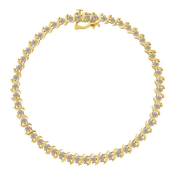 Haus Of Brilliance 10K Yellow Gold 2.0 Cttw Diamond Alternating Wave And Round Link 7Â Tennis Bracelet (J-K Color, I2-I3 Clarity) 2 Vòng tay Haus Of Brilliance 10K Yellow Gold 2.0 Cttw Diamond Alternating Wave And Round Link 7Â Tennis Bracelet (J-K Color