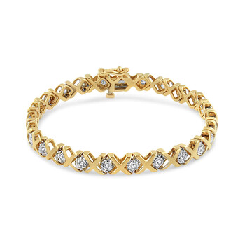 Haus Of Brilliance 10K Yellow Gold 2.00 Cttw Round-Cut Diamond "X" Link Tennis Bracelet (I-J Color, I3 Clarity) - 7" 1 Vòng tay Haus Of Brilliance 10K Yellow Gold 2.00 Cttw Round-Cut Diamond "X" Link Tennis Bracelet (I-J Color