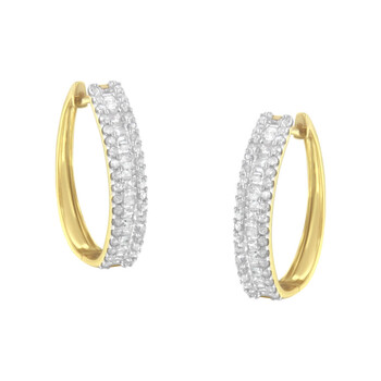 Bông tai Haus Of Brilliance 10K Yellow Gold 3/4Ct Tdw Diamond Hoop Earring (I-J