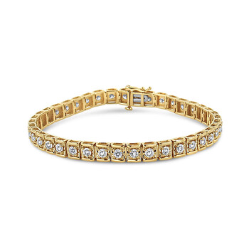 Haus Of Brilliance 10K Yellow Gold 4.00 Cttw Round-Cut Diamond Link 7.25" Bracelet (K-L Color, I1-I2 Clarity) 1 Vòng tay Haus Of Brilliance 10K Yellow Gold 4.00 Cttw Round-Cut Diamond Link 7.25" Bracelet (K-L Color