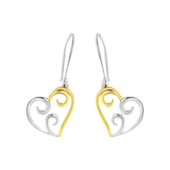 Bông tai Haus Of Brilliance 10K Yellow Gold Heart Dangle Earrings