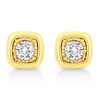 Bông tai Haus Of Brilliance 10K Yellow Gold Plated .925 Sterling Silver 1/10 Cttw Diamond Stud Earrings (K-L Color